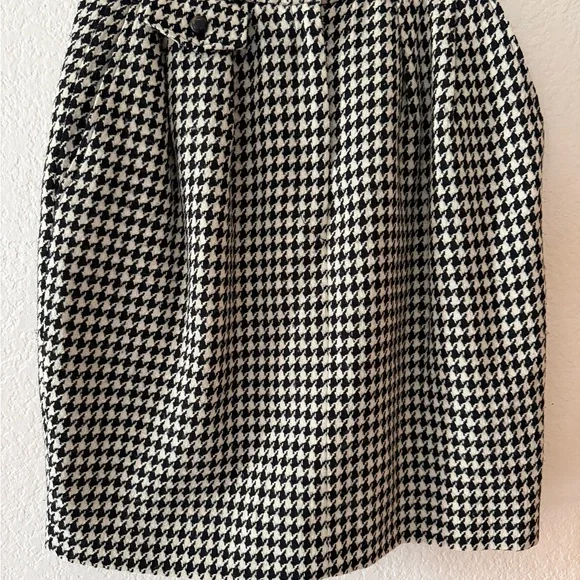 Marc Jacobs Houndstooth Wool Blend Mini Skirt - Black & White - Size 10 - Picture 4 of 7